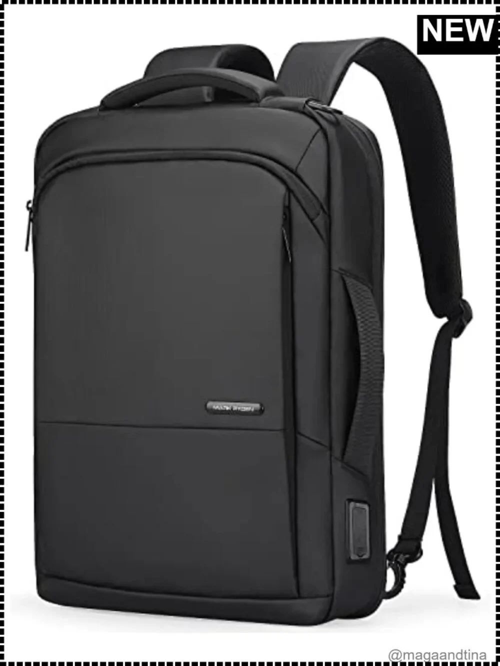 Slim Laptop Backpack Waterproof Nylon 3-in-1 USB Port Fits 15.6 Inch